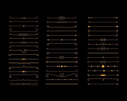 un colección de decorativo línea divisores en varios estilos. texto divisores línea borde. líneas separadores, fronteras, Clásico divisores, subrayar elementos. vector