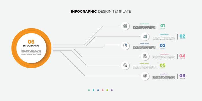 Business visualization infographic circle design template with 6 options, steps or processes. Business presentation. vector