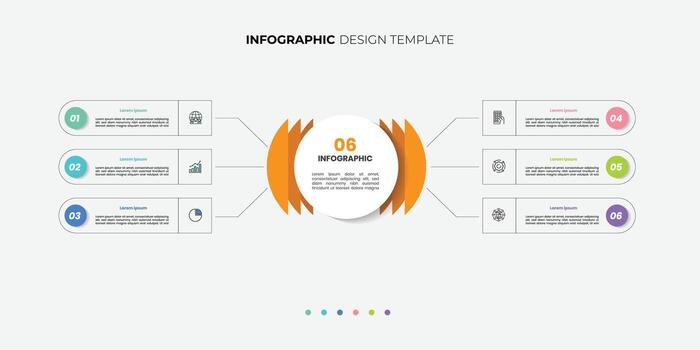 Business visualization infographic circle design template with 6 options, steps or processes. Business presentation. illustration vector