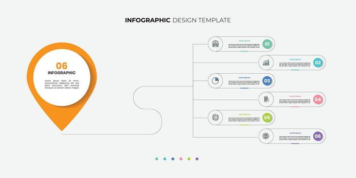 Creative diagram infographic chart template for business 6 step, options, presentation with diagram elements vector