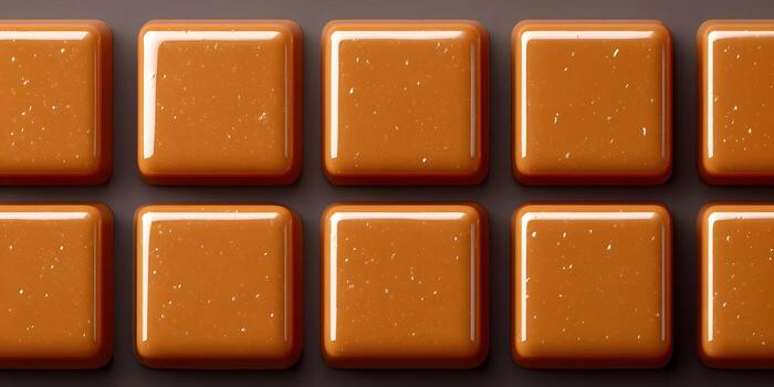 un gastos generales ver muestra un repitiendo modelo de brillante cuadrado caramelo dulces en un oscuro marrón superficie foto