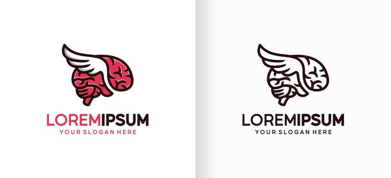Creative design of a brain logo with wings that symbolizes intelligence, creativity and the power of imagination vector