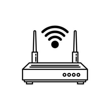 Modern wireless router icon with wifi signal waves, illustrating connectivity and internet access vector