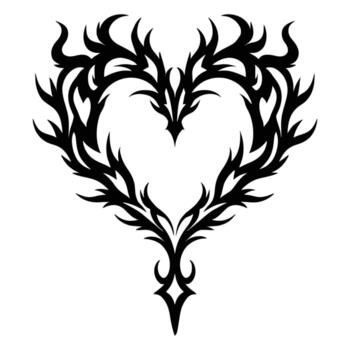 intrincado tribal corazón forma con como una llama florece y agudo puntos vector