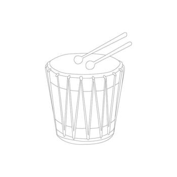 a drawing of a drum with two sticks vector