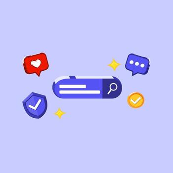 plano moderno charla interfaz elementos con íconos y habla burbujas ideal para comunicación, web, y aplicación diseño conceptos. vector