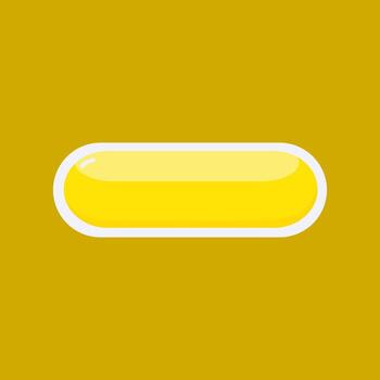 Glossy yellow button with rounded shape and bright reflection effect perfect for modern UI, web, and digital interface designs. vector