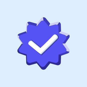 Blue verification badge with check mark icon symbolizing authenticity and trust perfect for social media or app interface. vector
