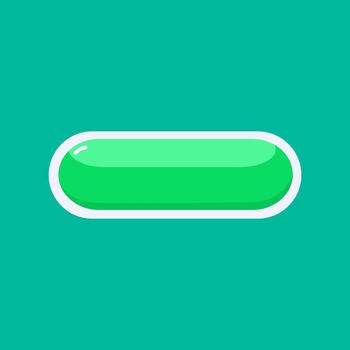 Glossy green button with smooth reflection ideal for modern UI, app, and digital interface designs. vector