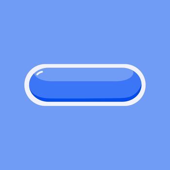 Glossy blue button with smooth reflection on a soft background ideal for UI, app, and web interface designs. vector