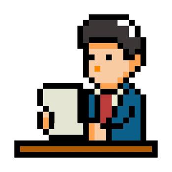 Pixel art of a person reading vector