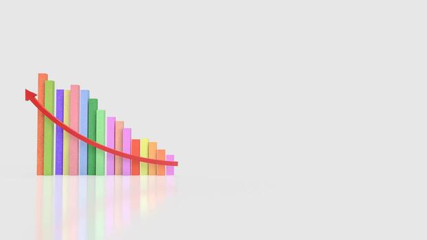 A 3d graph with a red arrow pointing up photo