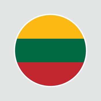 The flag of Lithuania. Flag icon. Standard color. Round flag. Computer illustration. Digital illustration. Circle Flag vector