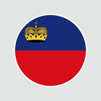 The flag of Liechtenstein. Flag icon. Standard color. Round flag. Computer illustration. Digital illustration. Circle Flag vector
