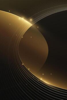Luxury gold curve lines on black background, abstract elegant background for branding presentation vector