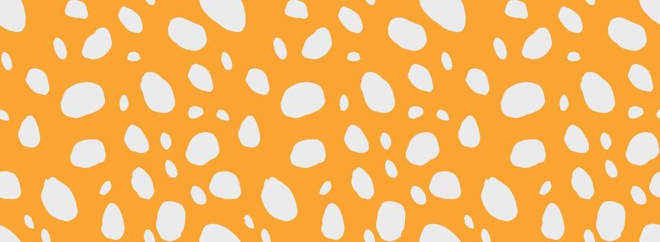 Seamless pattern with irregular white spots on a bright orange background. Modern abstract texture inspired by animal print for fabric, wrapping, and digital design vector