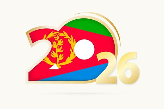 Year 2026 with Eritrea Flag pattern. vector