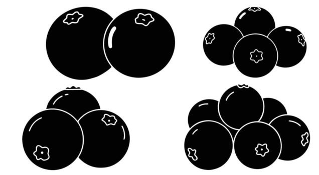 A captivating collection of blueberry silhouettes, showcasing their simple yet elegant forms, perfect for adding a touch of nature to any design project with their unique charm vector