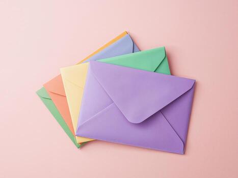 Pastel Envelopes. A Spectrum of Colored Paper, Overlapping Forms, and Soft Illumination. photo