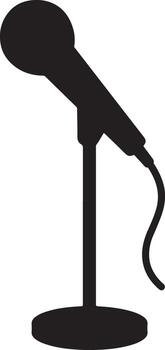 Silhouette of a Microphone on a Stand for Performance Recording vector