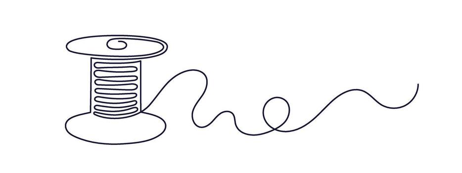 Spools of thread. Continuous line. contour vector