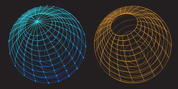 Technological Grid Orbs Global Connection Concept vector