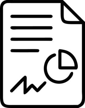 negro contorno de un documento con gráfico y grafico elementos en blanco antecedentes vector