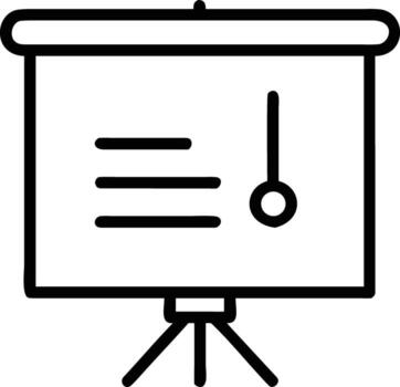 Black line art presentation board with bullet points and pointer vector