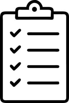 Black checklist icon with four checkmarks on white background vector