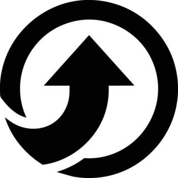 Simple upload symbol with a rising arrow in a circle. vector