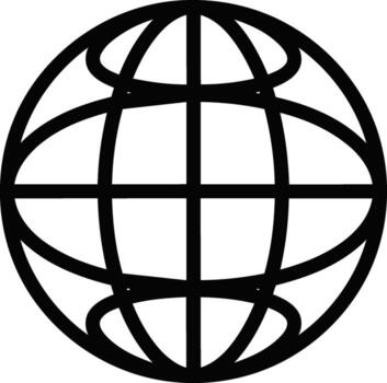 Stylized Globe Icon with Grid Lines. vector