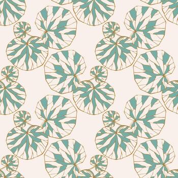 Water lily leaves pattern, stylized drawing of leaves, on light background, surface of lake or swamp. Botanical background. vector