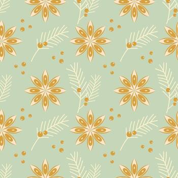 Pastel pattern with branches and berries for greeting cards and wrapping paper. Merry Christmas and Happy New Year. Juniper. vector