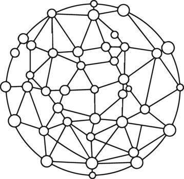 Spherical network of interconnected nodes and lines connections vector