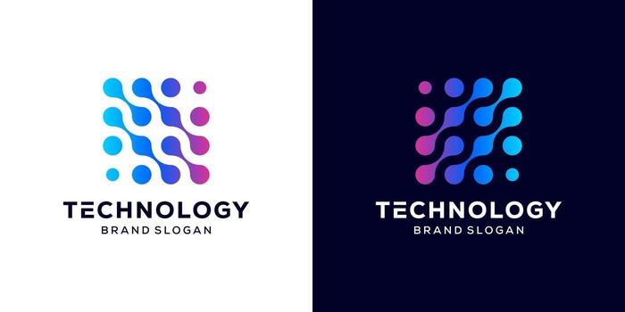 Technology logo design with abstract digital dots and networks vector