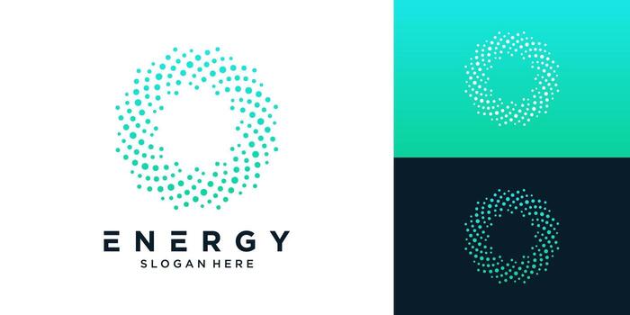 Modern circular energy logo design with abstract dotted swirl pattern vector