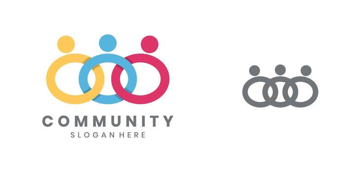 Community logo design with people icon in circular connection vector