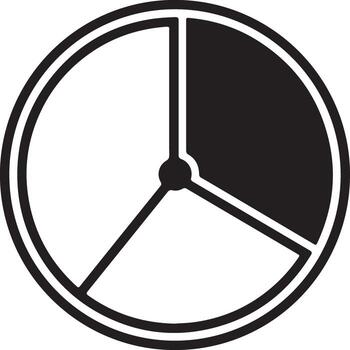 sencillo circulo tarta gráfico dividido dentro Tres segmentos demostración datos distribución y dimensiones con visual apelación vector