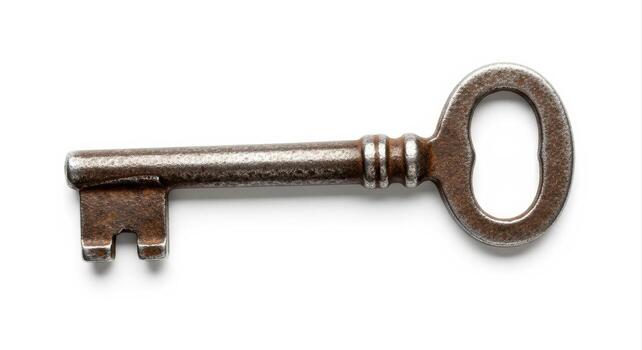 un antiguo llave en un blanco antecedentes foto