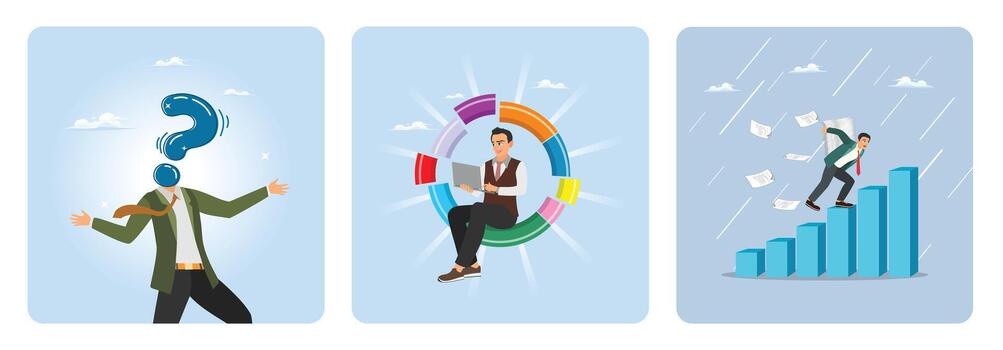 Illustration of business growth and challenges vector