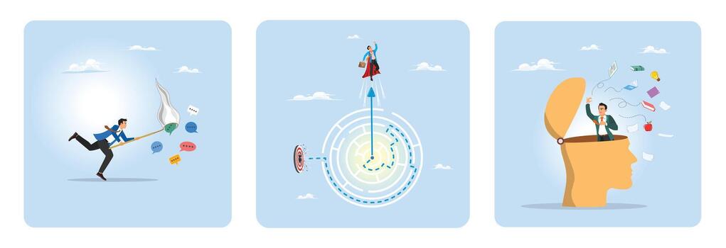 Business challenges and success strategies illustration vector