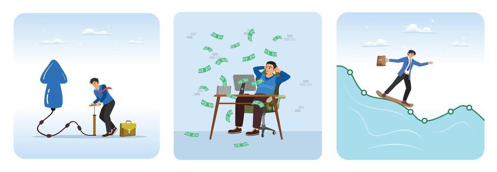 Illustration of a man's success journey vector