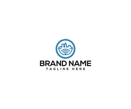 Digital City Network Icon A simple but modern emblem of the smart city, symbolizing the nexus of communication, technology, and urban connectivity, represented in a minimalist icon. vector