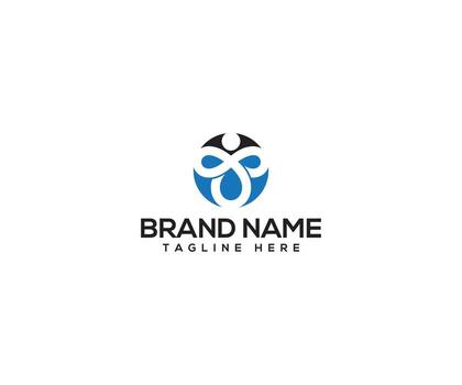 Abstract Logo Design A modern and symbolic logo featuring a person shape integrated within an abstract, spherical form, conveying concepts of unity, growth, and connection. vector