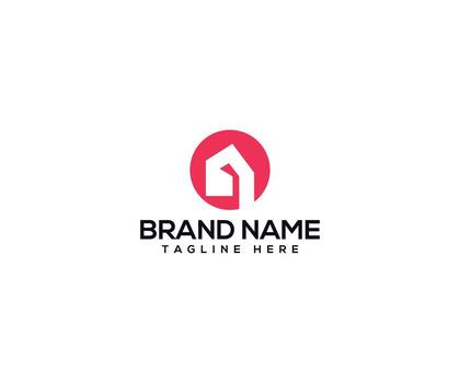 Modern Real Estate Logo Design A minimalist logo featuring a house icon set within a circular design element, with the words brand name and tagline here gracefully complementing the design. vector