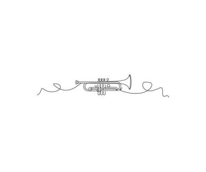 PTrumpet in minimalist art a linear illustration of a classic trumpet against a subtle backdrop, highlighting simplicity and musical essence. vector