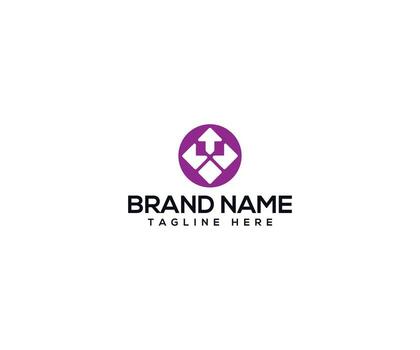 Logo Design A sleek logo design featuring an abstract purple arrow, symbolizing forward progress and ambition, enclosed within a circle. vector