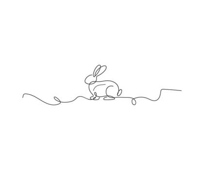 Line Art Rabbit A minimalist illustration of a rabbit in a continuous line, portraying elegance and simplicity. Capturing nature's essence with grace. vector