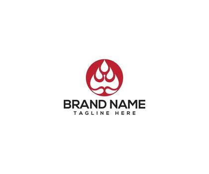 Abstract Flame Emblem A minimalist and elegant emblem features a stylized flame element within a red circle, the graphic symbolizing energy, passion, and creativity. vector
