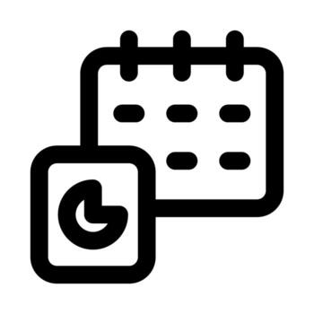 Calendar and Pie Chart modern creative icon design for data organization, scheduling, and visual analytics interface vector